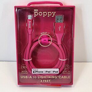 Mobile Device Quick Charge Cable | USB-A to Lightning | Hot Pink 4 FT NEW